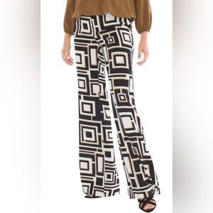 Chico’s Drapey Deco Square Print Wide-Leg Pants size 10P